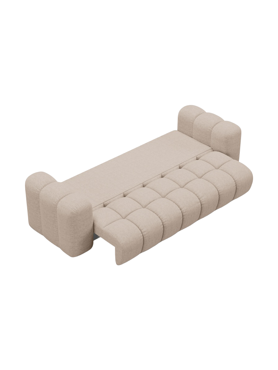 
3-seater designer sofa "Arden" with sleeping function - Structured fabric Cappuccino