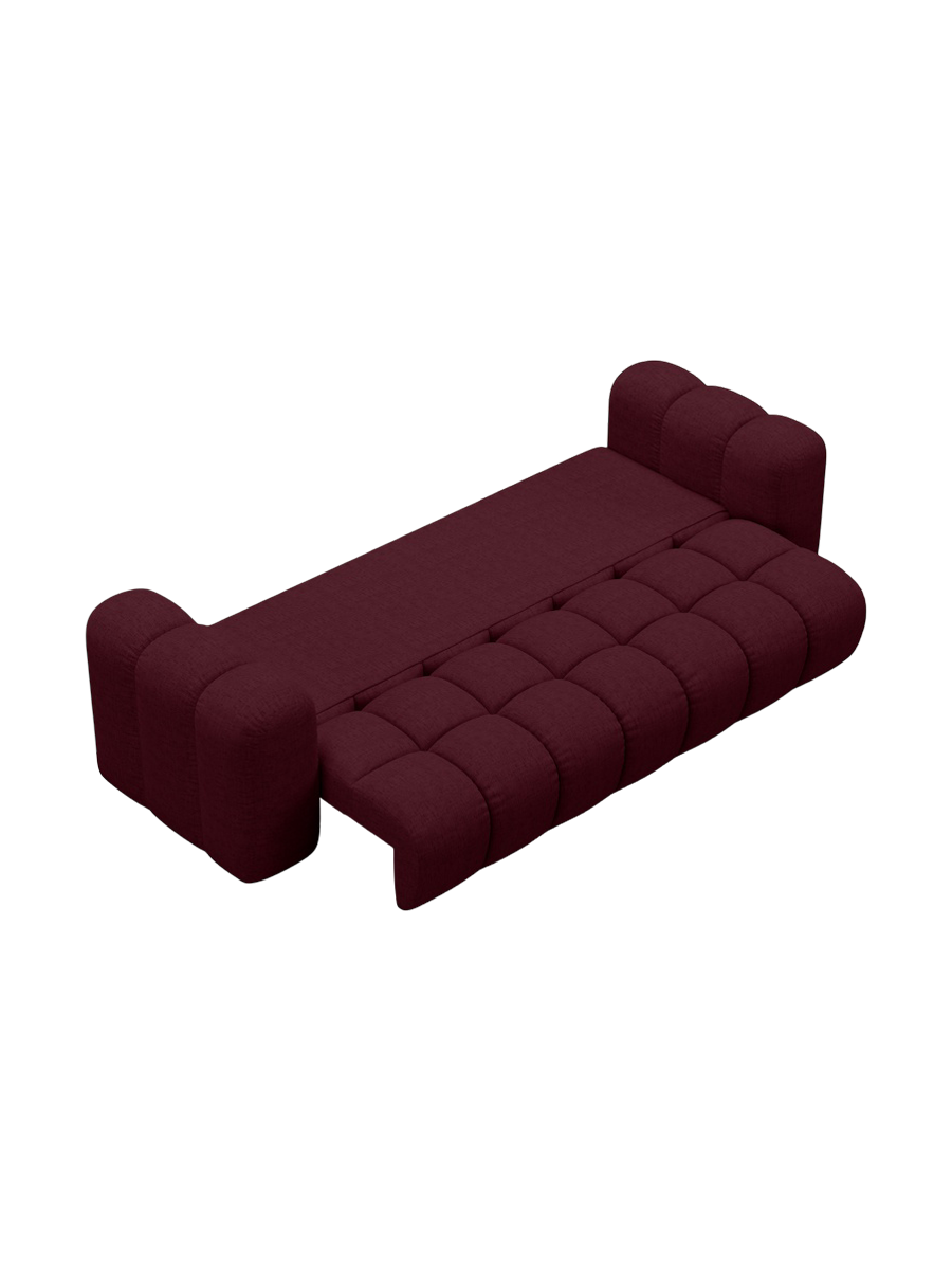 
3-seater designer sofa "Arden" with sleeping function - Upholstery Fabric Bordeaux