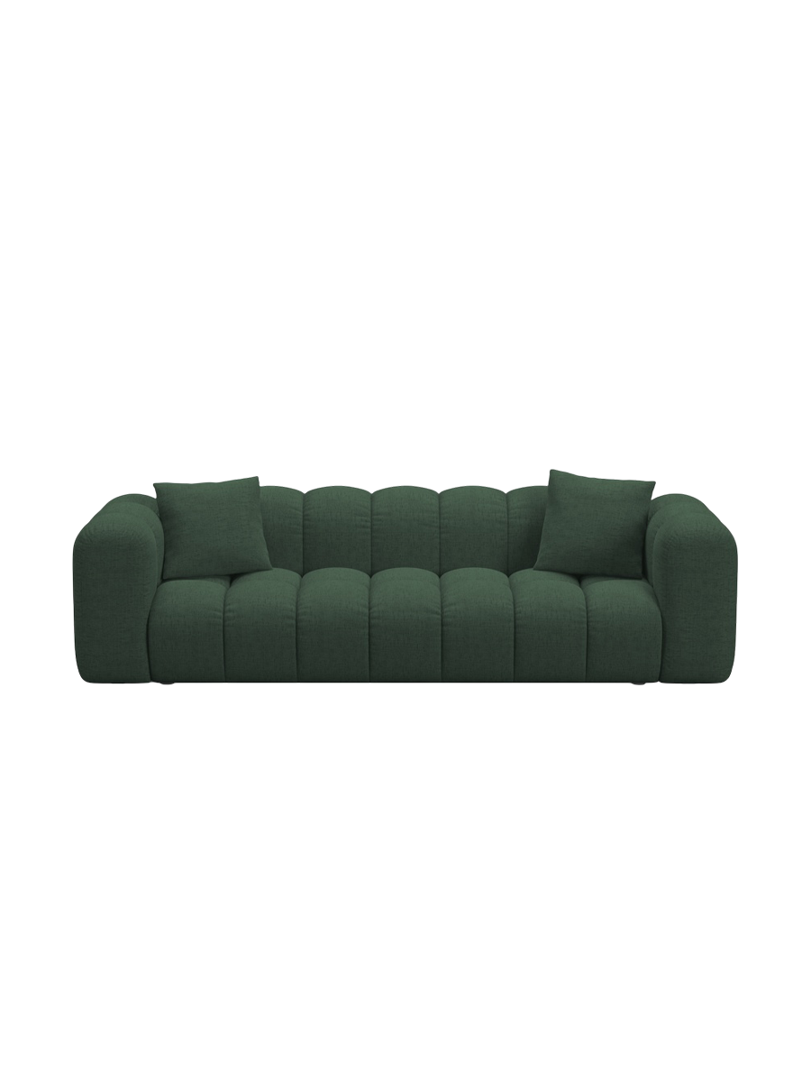 
3-seater designer sofa "Arden" with sleeping function - Textured Fabric Green