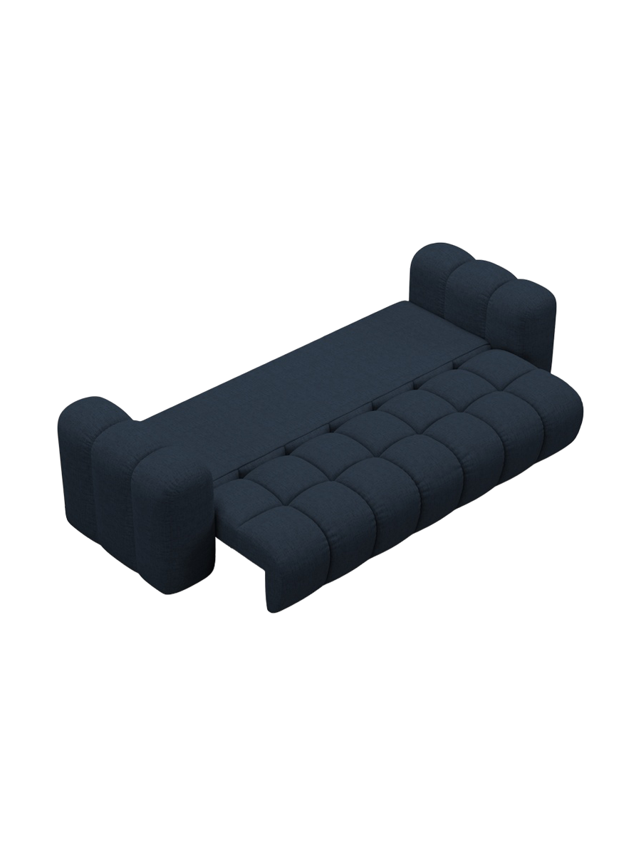 
3-seater designer sofa "Arden" with sleeping function - Structured Fabric Dark Blue