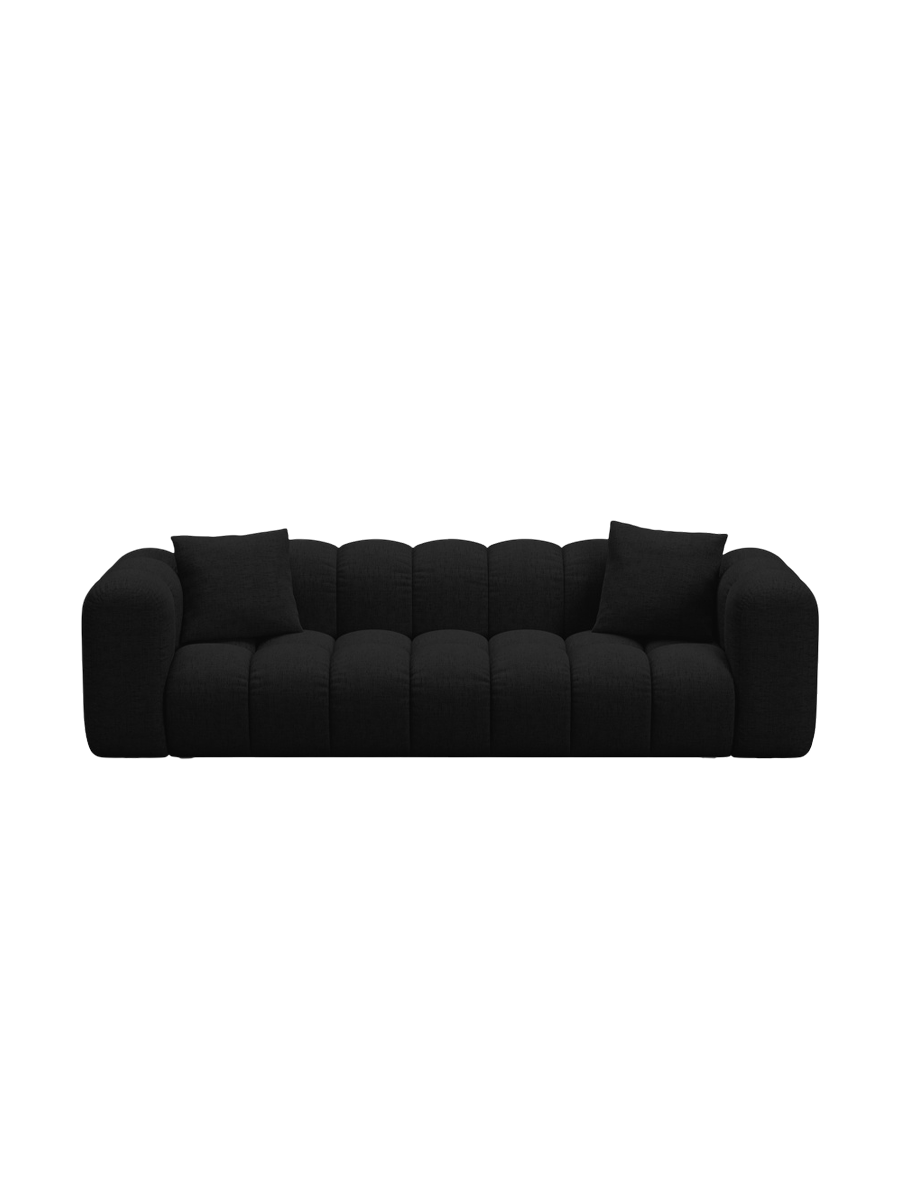 
3-seater designer sofa "Arden" with sleeping function - Textured Fabric Black