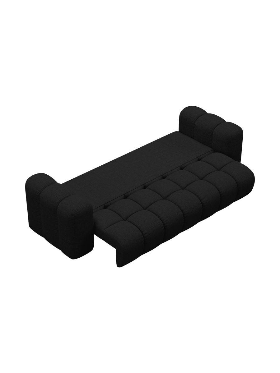
3-seater designer sofa "Arden" with sleeping function - Textured Fabric Black