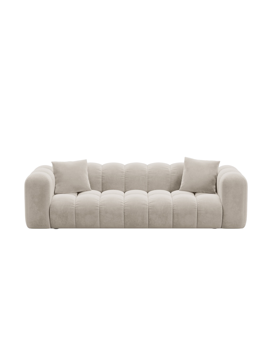 
3-seater designer sofa "Arden" with sleeping function - Velvet Ecru