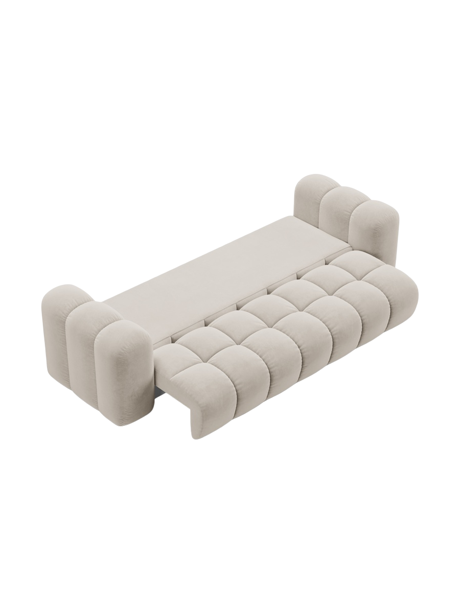 
3-seater designer sofa "Arden" with sleeping function - Velvet Ecru