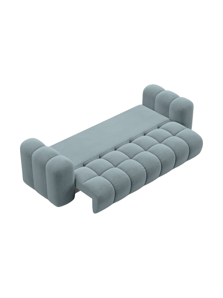 
3-seater designer sofa "Arden" with sleeping function - Velvet Light Blue
