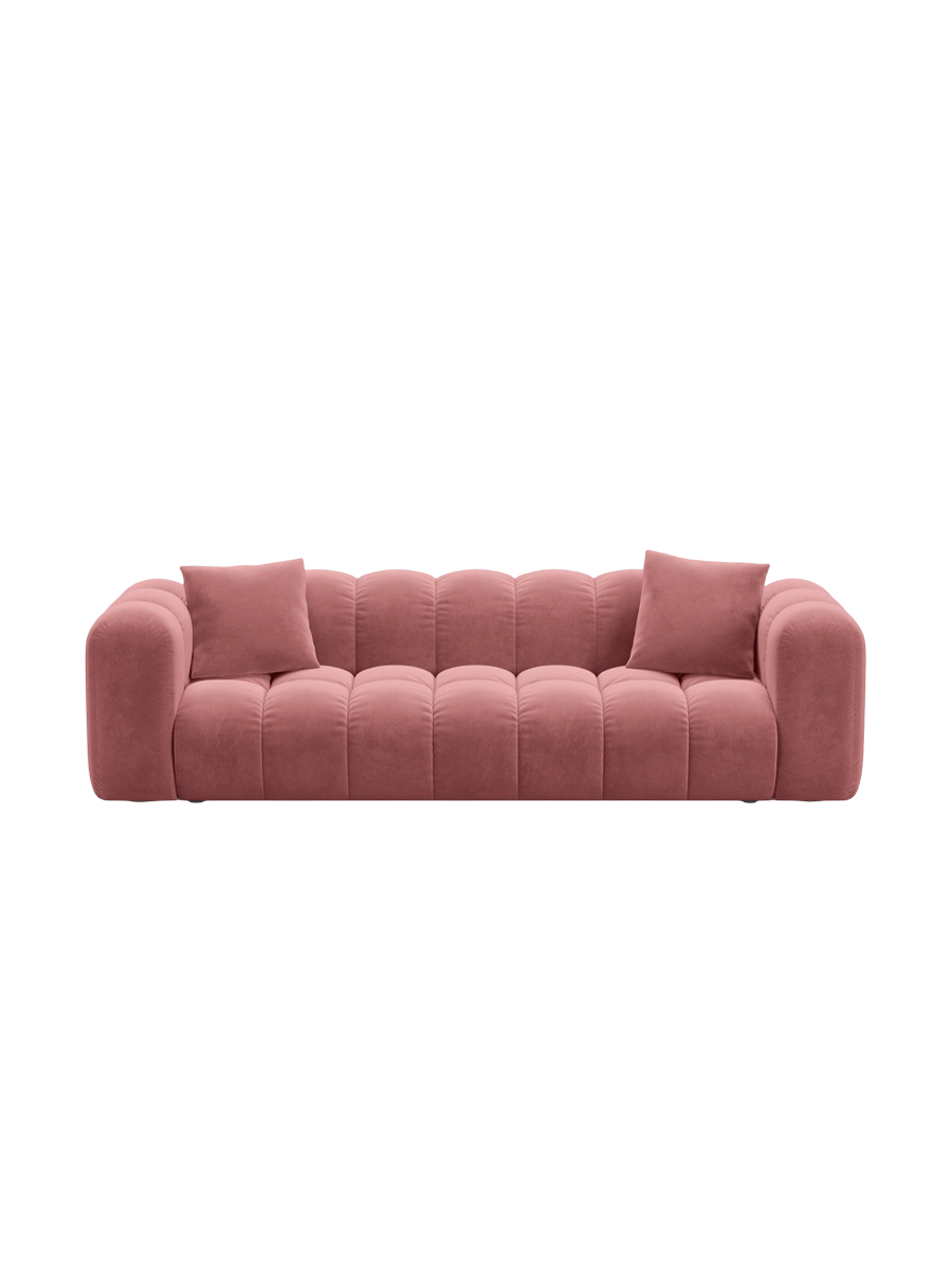 
3-seater designer sofa "Arden" with sleeping function - Velvet Flamingo Pink