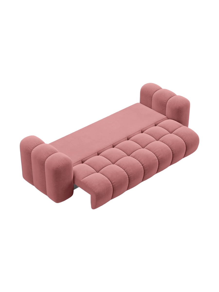 
3-seater designer sofa "Arden" with sleeping function - Velvet Flamingo Pink