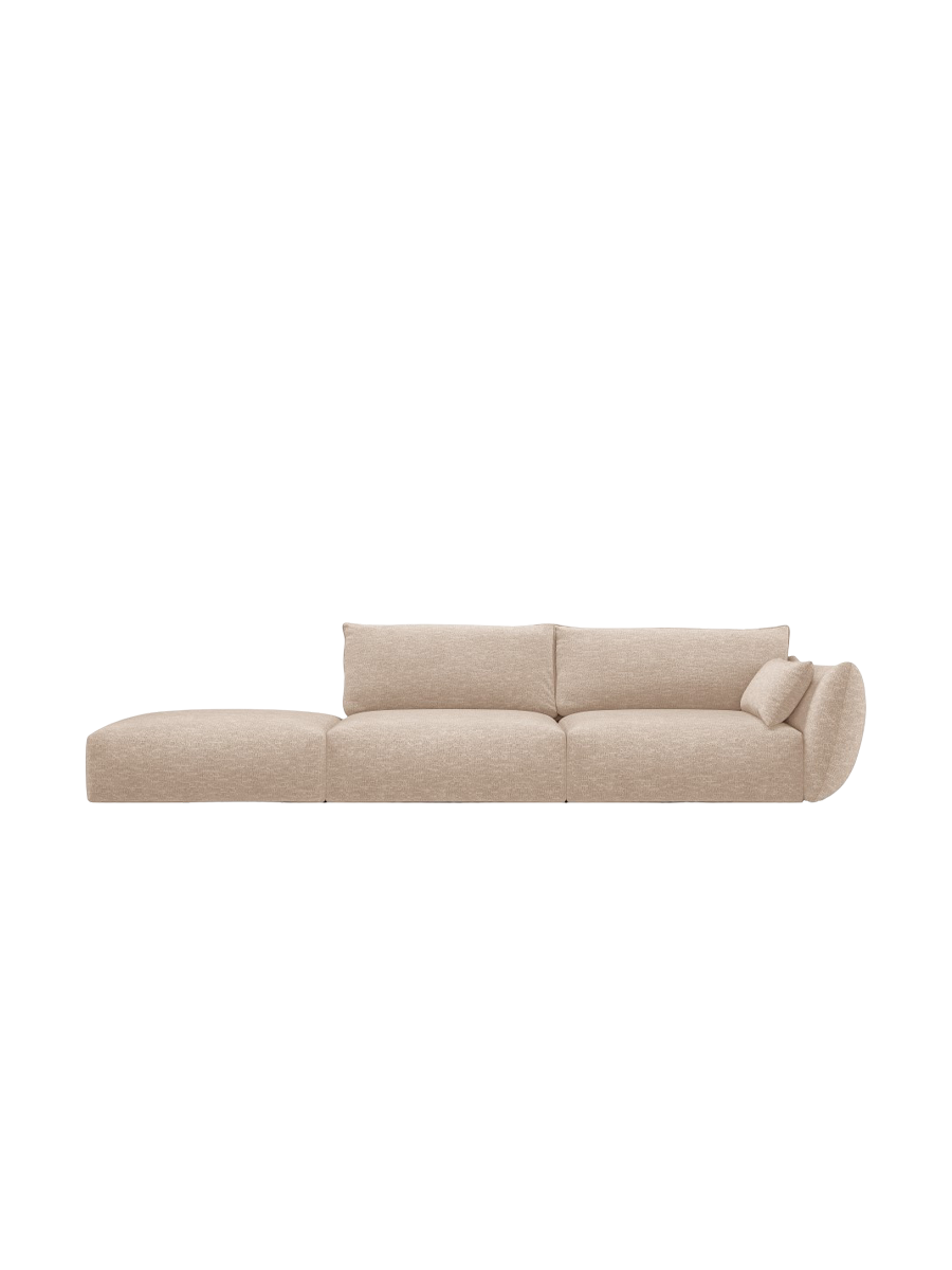 
Canapé design 4 places "Clau" avec ottomane - Chenille Beige / Ottomane à gauche