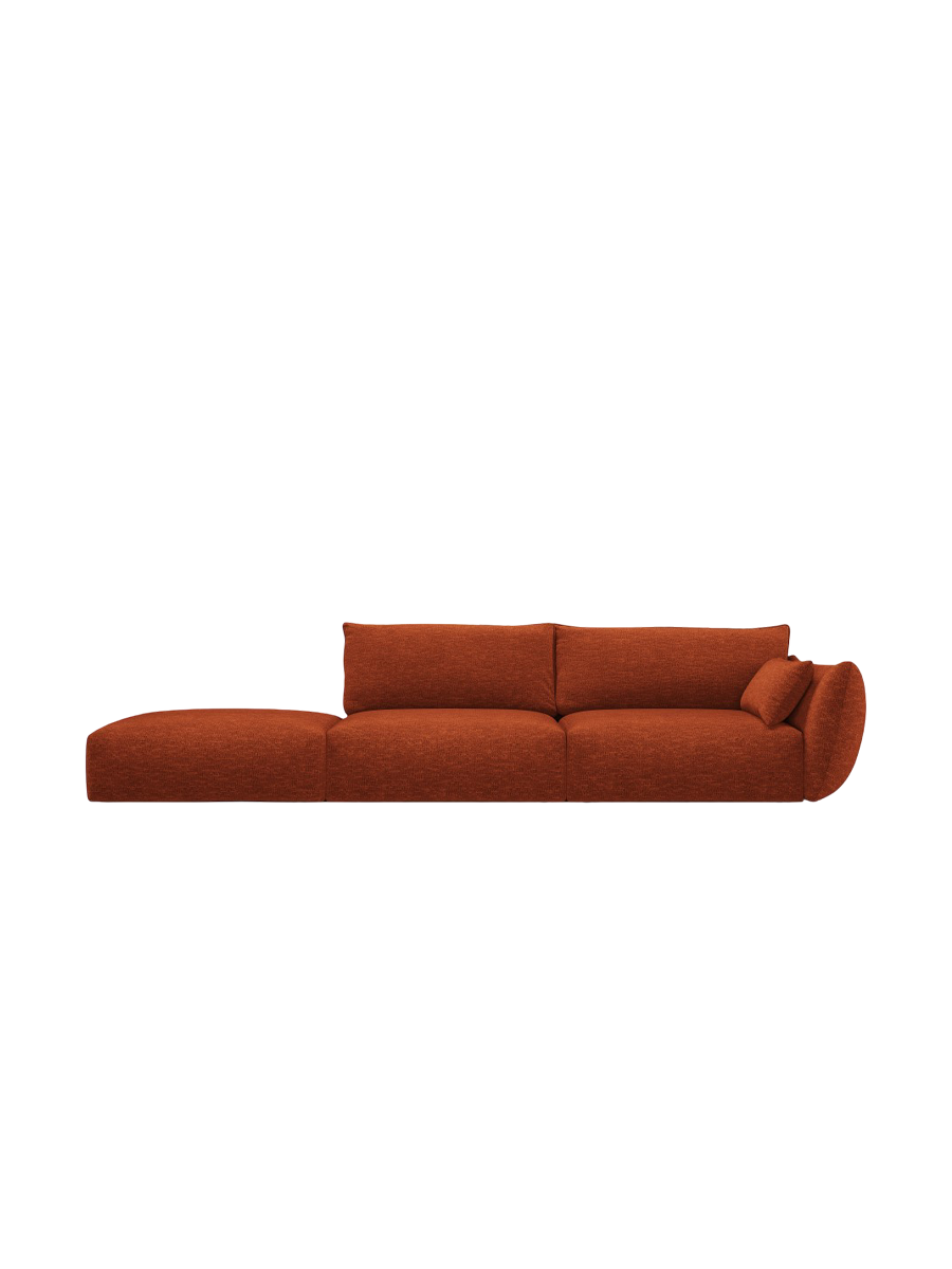 
Canapé design 4 places "Clau" avec ottomane - Chenille Terre cuite / Ottomane à gauche