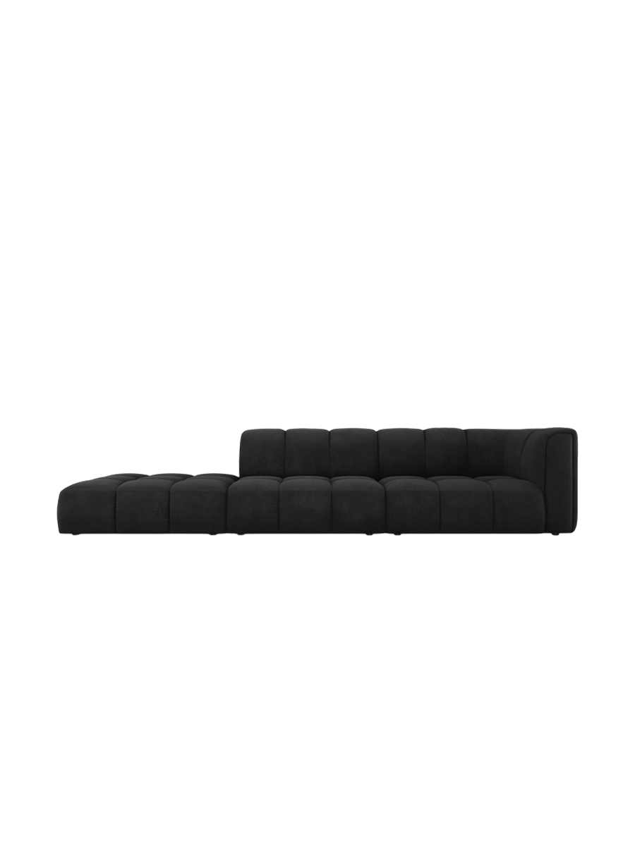 
4-Sitzer Design Sofa "Adams" mit Ottomane - Chenille Schwarz / links