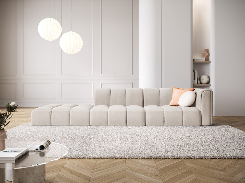 
4-Sitzer Design Sofa "Adams" mit Ottomane - Chenille Beige / links