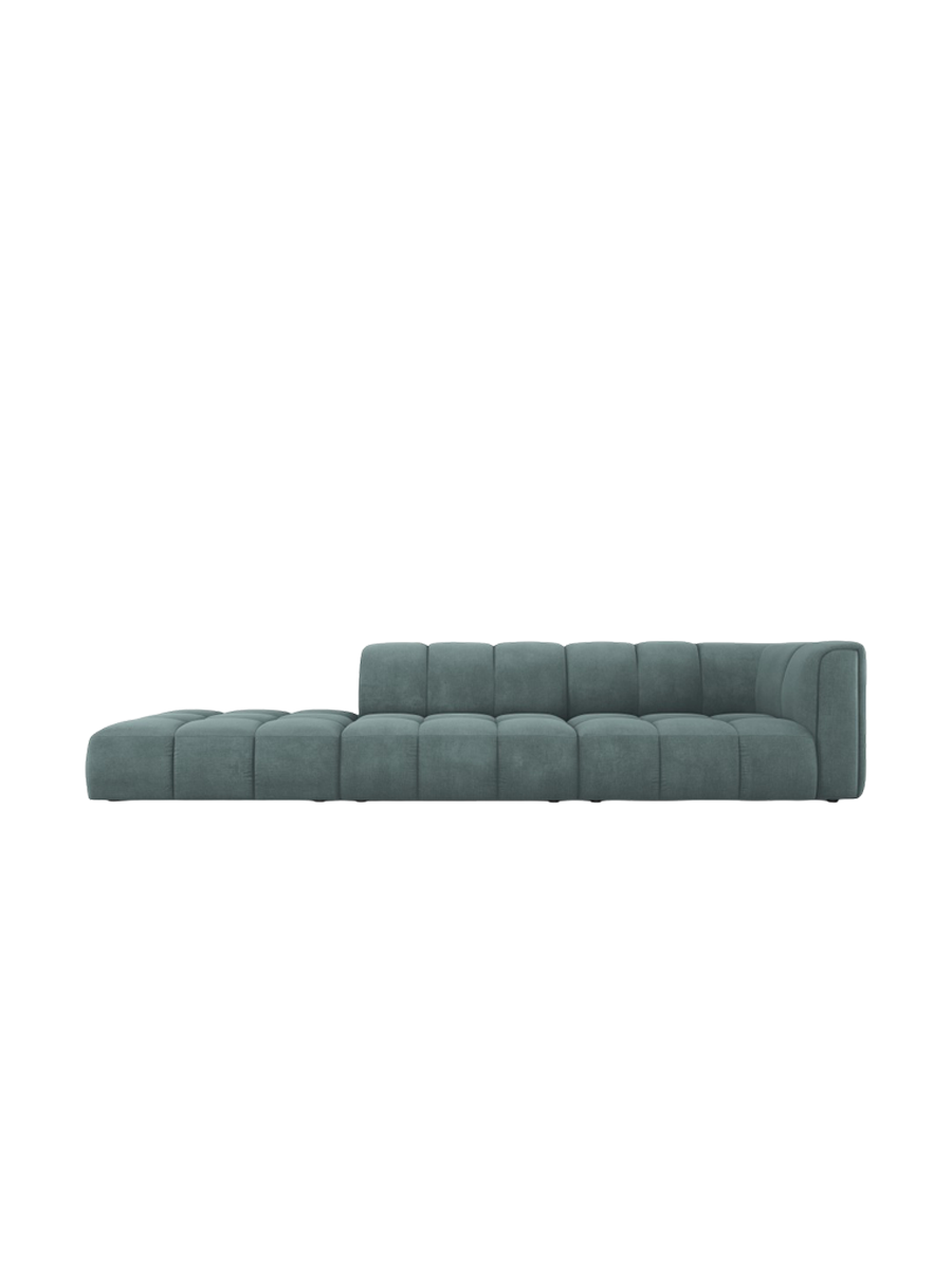 
4-Sitzer Design Sofa "Adams" mit Ottomane - Chenille Petrol / links