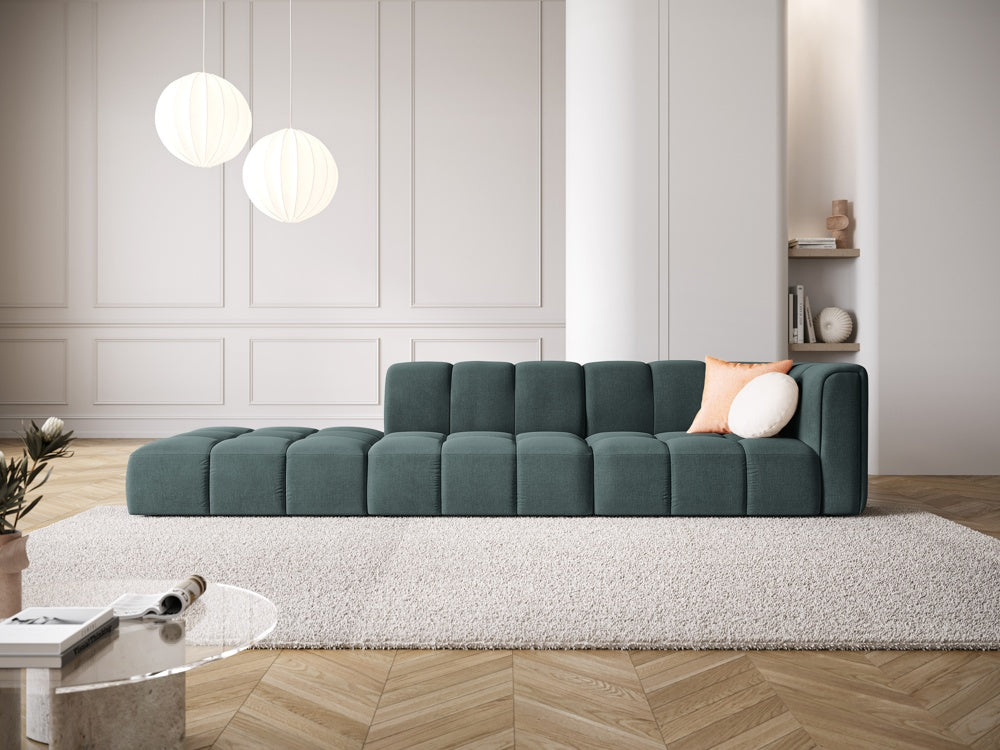 
4-Sitzer Design Sofa "Adams" mit Ottomane - Chenille Petrol / links