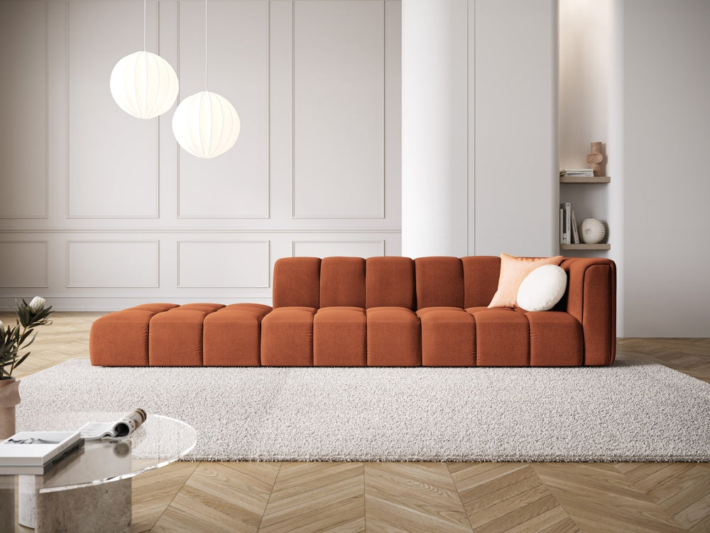 
4-Sitzer Design Sofa "Adams" mit Ottomane - Chenille Terracotta / links