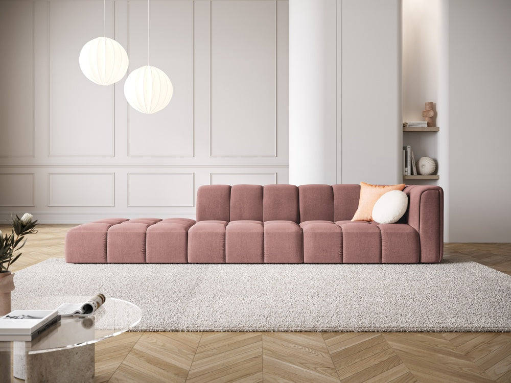 
4-Sitzer Design Sofa "Adams" mit Ottomane - Chenille Rosa / links
