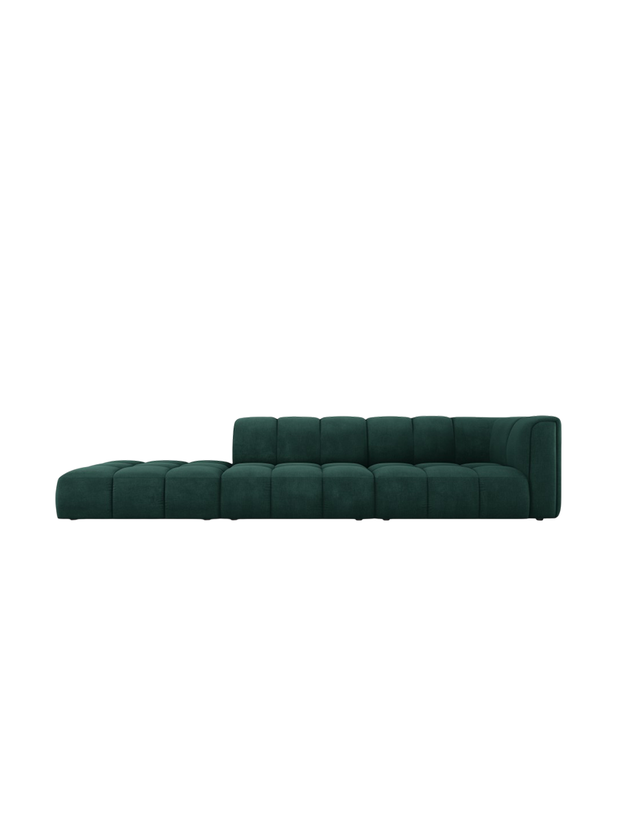 
4-Sitzer Design Sofa "Adams" mit Ottomane - Chenille Flaschengrün / links