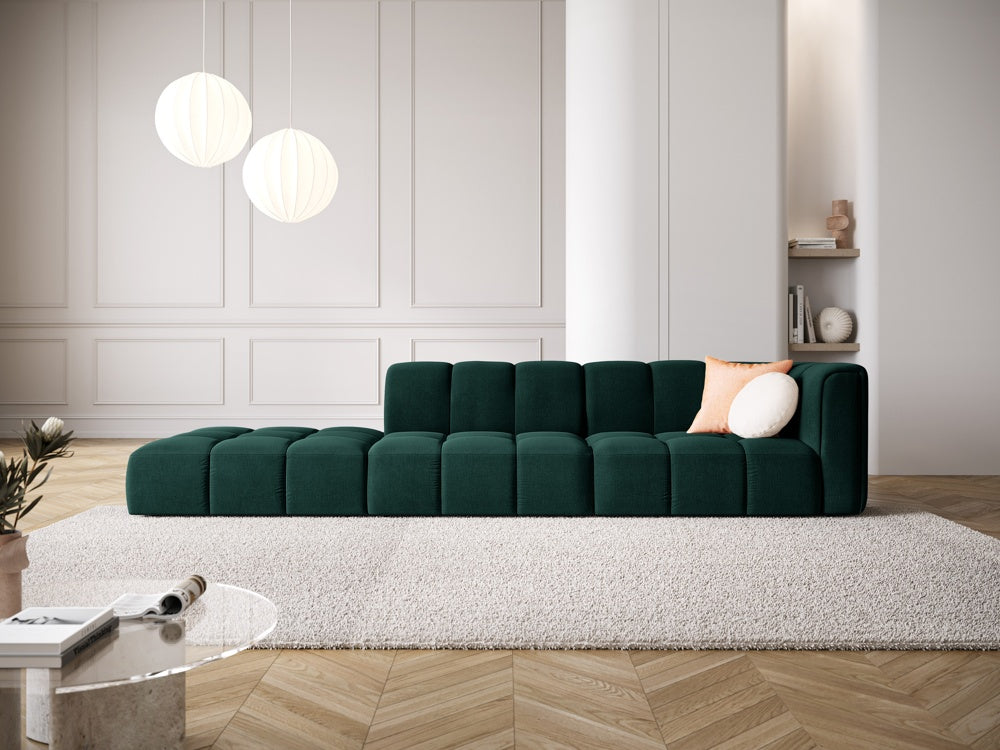 
4-Sitzer Design Sofa "Adams" mit Ottomane - Chenille Flaschengrün / links