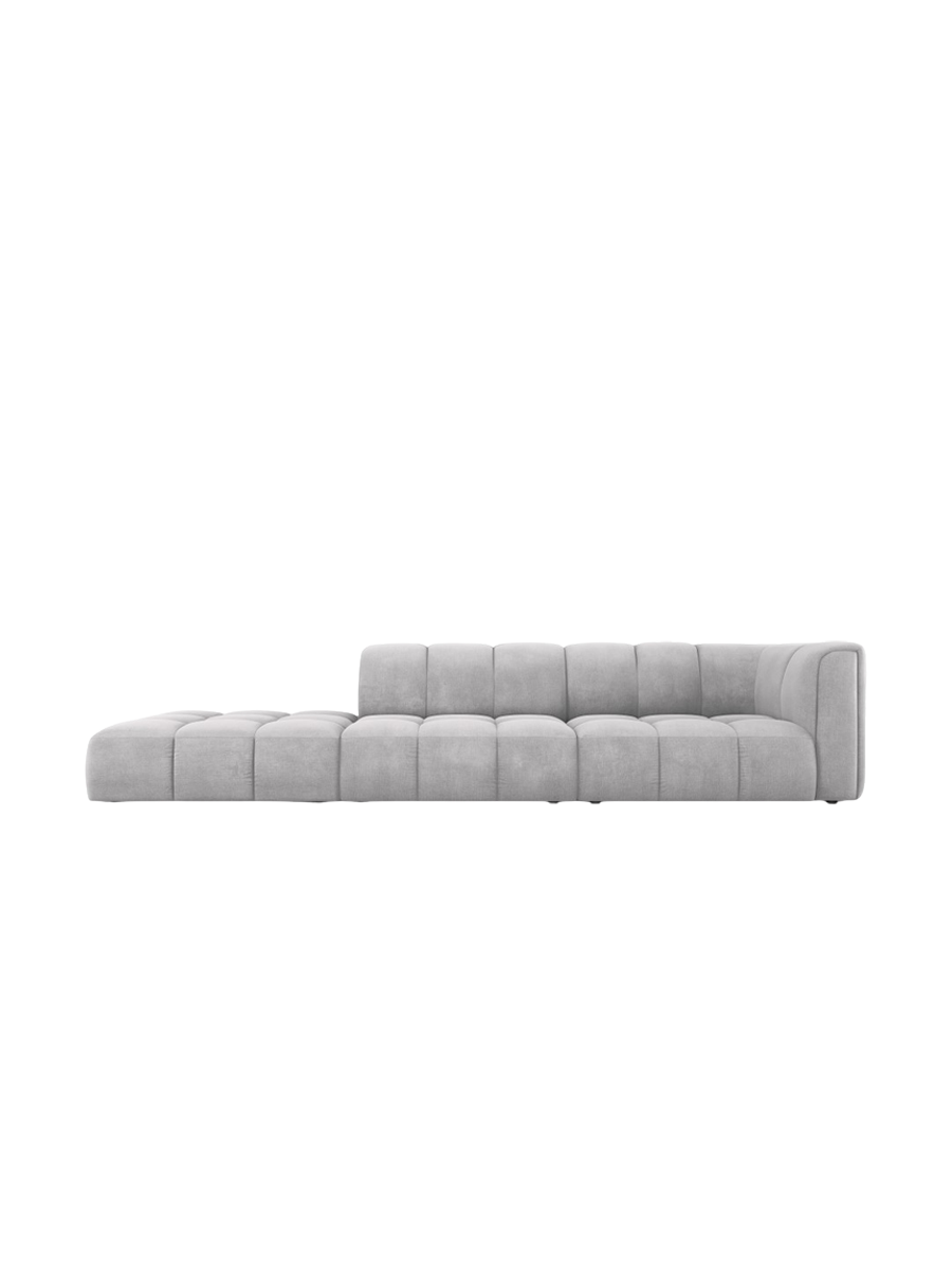 
4-Sitzer Design Sofa "Adams" mit Ottomane - Chenille Hellgrau / links