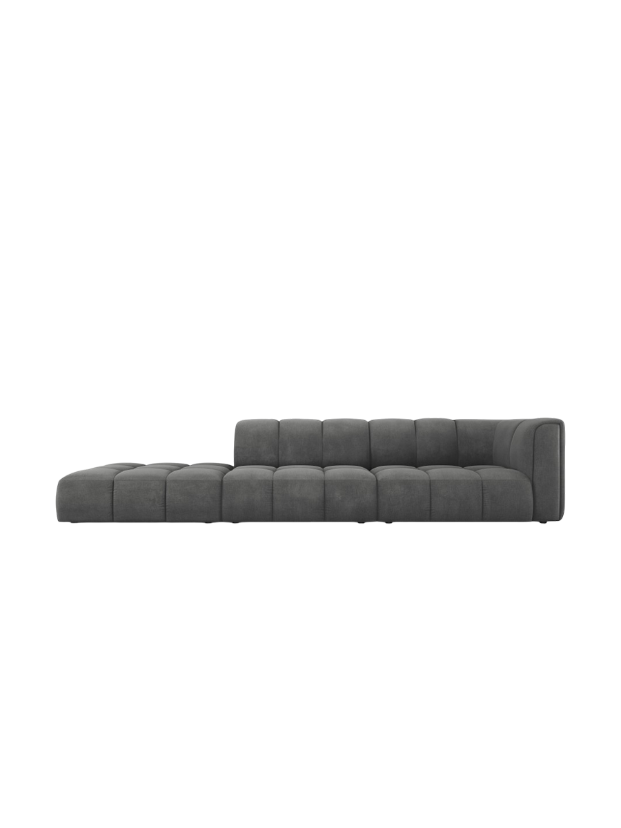
4-Sitzer Design Sofa "Adams" mit Ottomane - Chenille Dunkelgrau / links