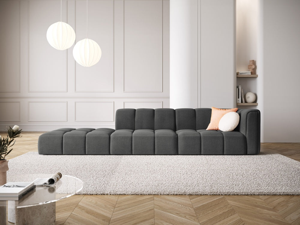 
4-Sitzer Design Sofa "Adams" mit Ottomane - Chenille Dunkelgrau / links