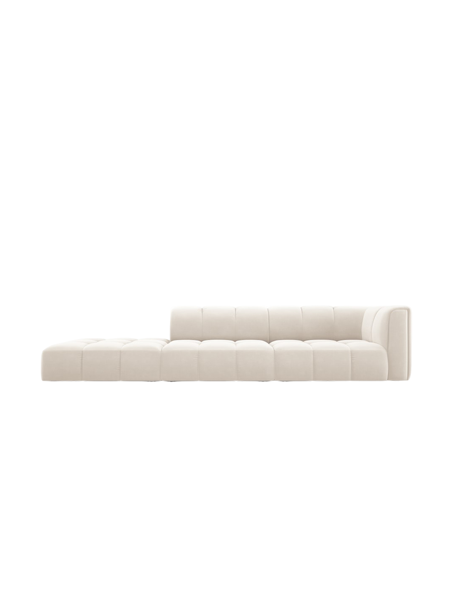 
4-Sitzer Design Sofa "Adams" mit Ottomane - Samt Light Beige / links