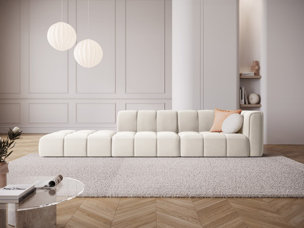 
4-Sitzer Design Sofa "Adams" mit Ottomane - Samt Light Beige / links