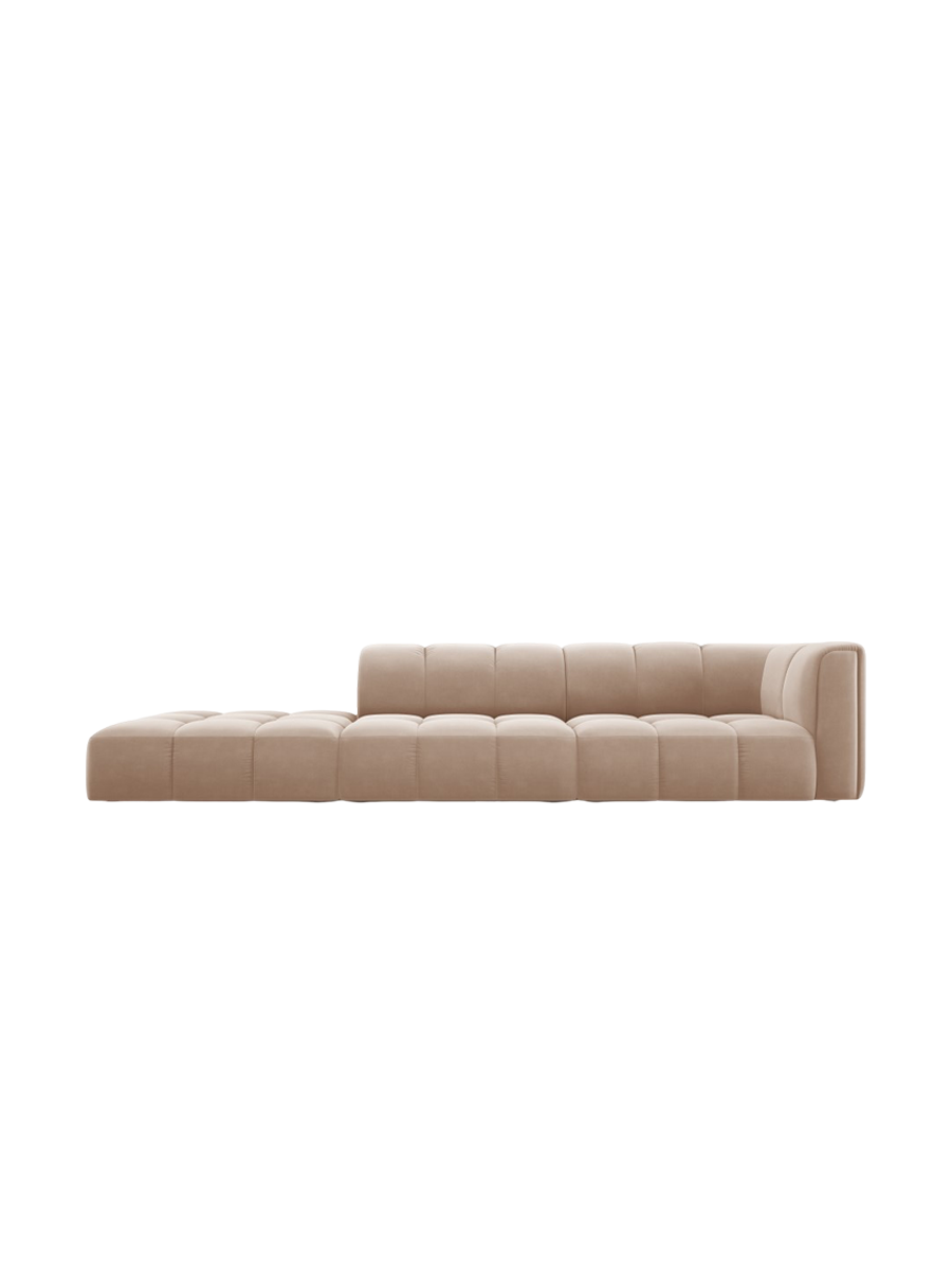 
4-Sitzer Design Sofa "Adams" mit Ottomane - Samt  Beige / links