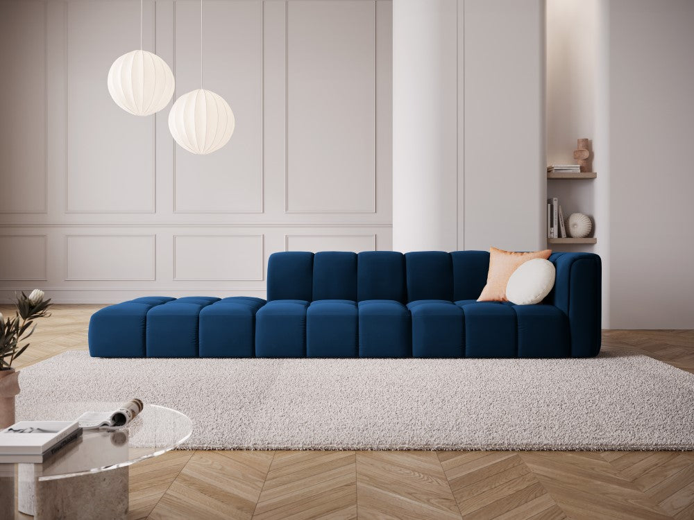 
4-Sitzer Design Sofa "Adams" mit Ottomane - Samt Königsblau / links