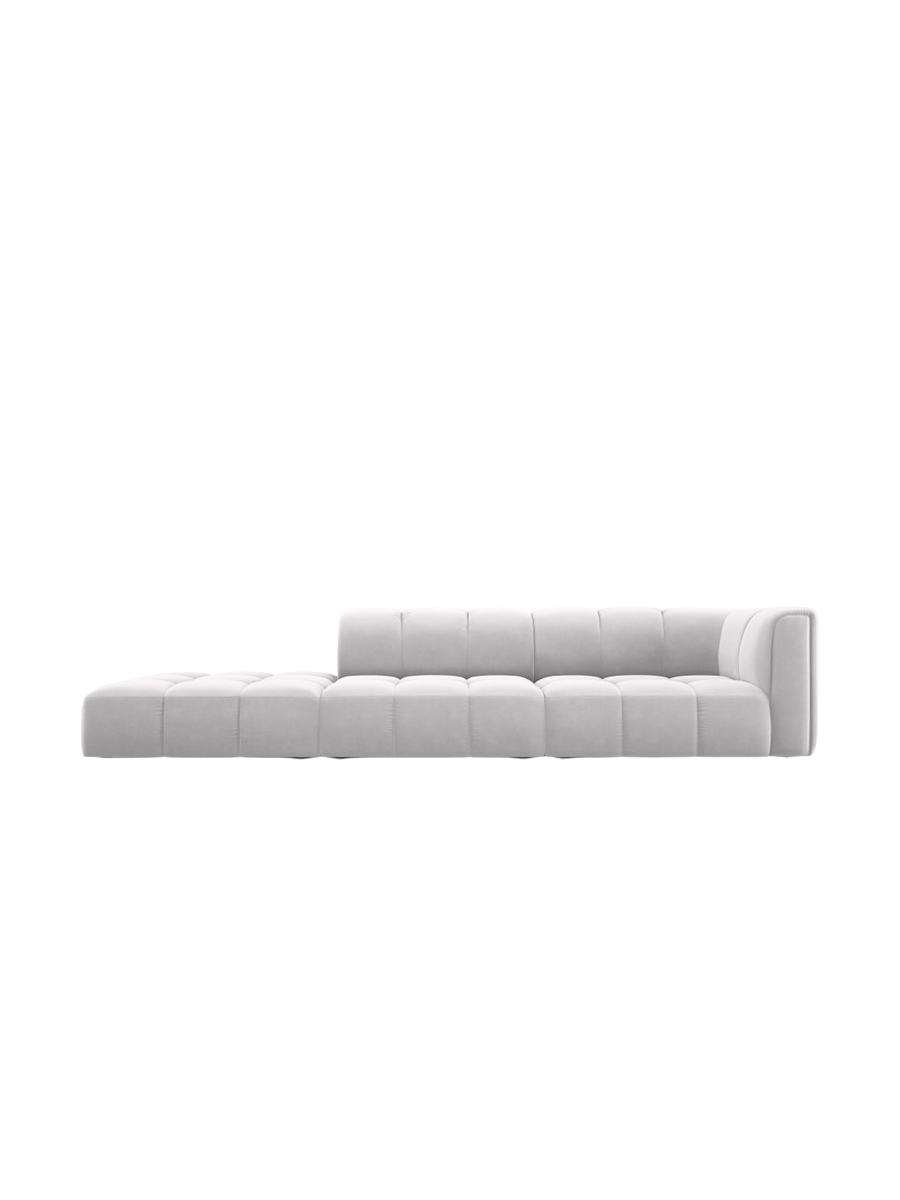 
4-Sitzer Design Sofa "Adams" mit Ottomane - Samt Silver / links