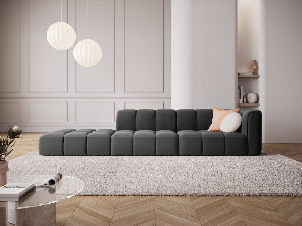 
4-Sitzer Design Sofa "Adams" mit Ottomane - Samt Grau / links