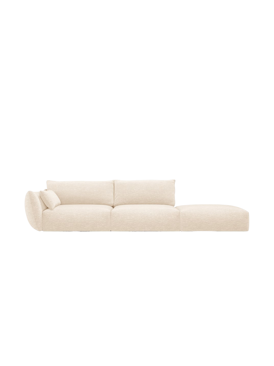 
Canapé design 4 places "Clau" avec ottomane - Chenille Beige Clair / Ottomane à droite
