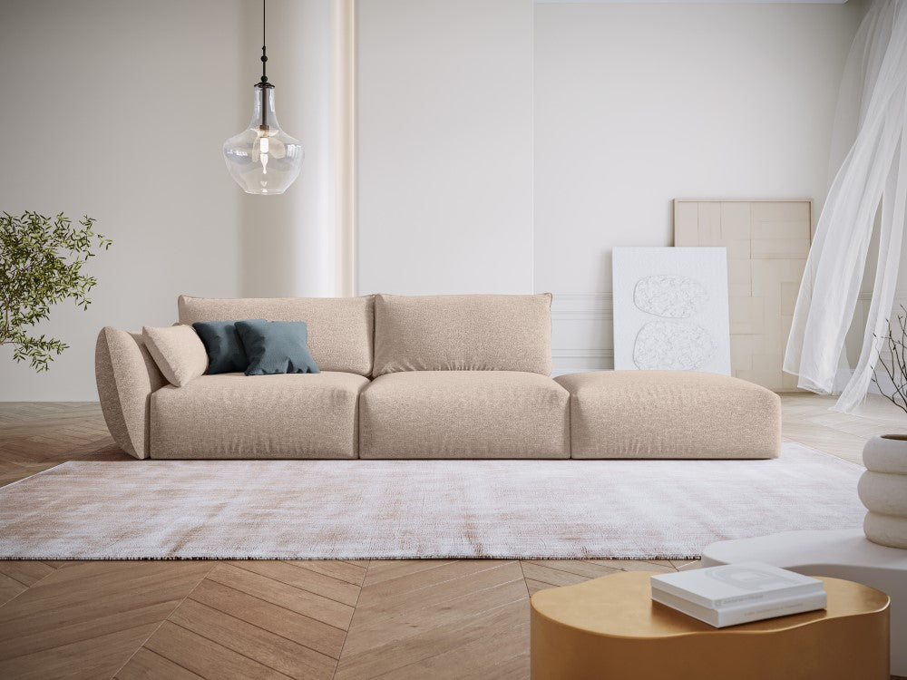 
Canapé design 4 places "Clau" avec ottomane - Chenille Beige / Ottomane à droite