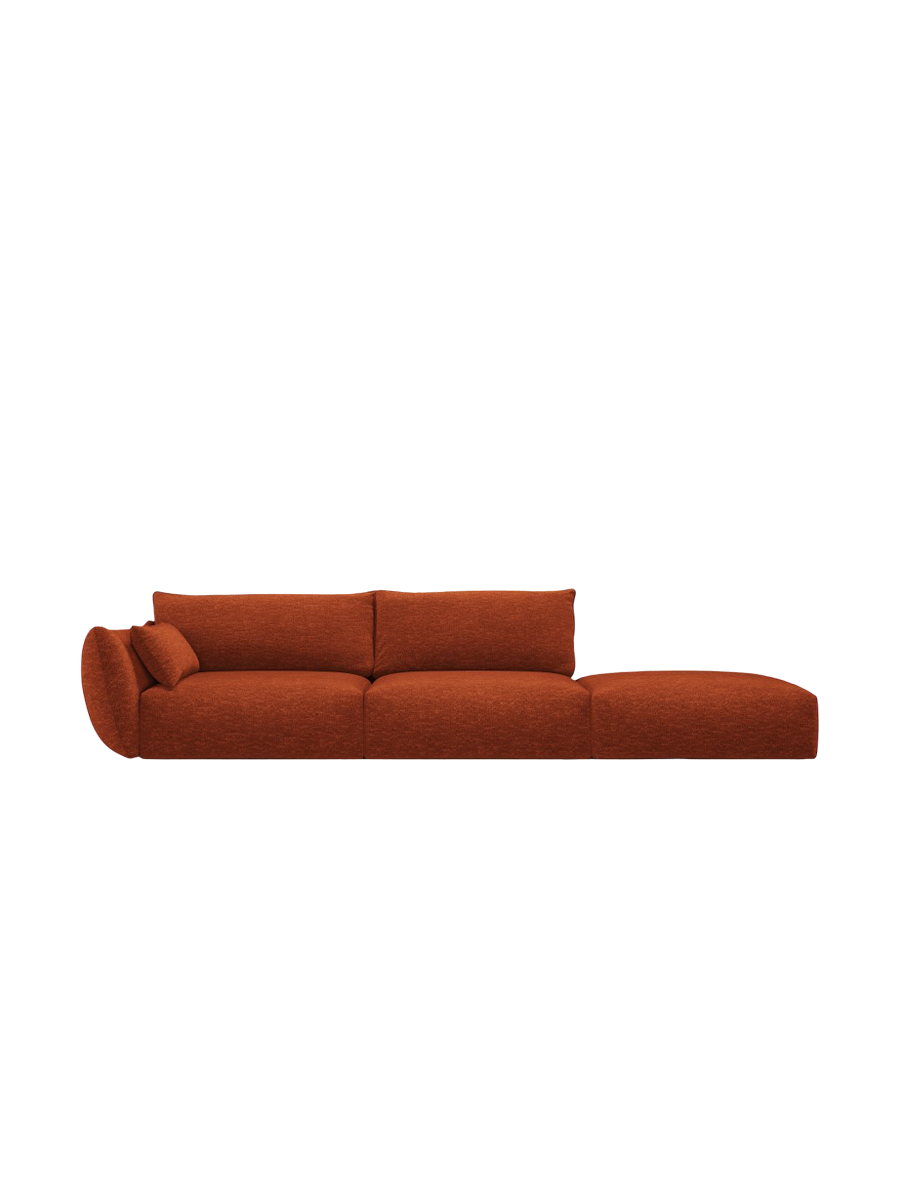 
Canapé design 4 places "Clau" avec ottomane - Chenille Terre cuite / Ottomane à droite