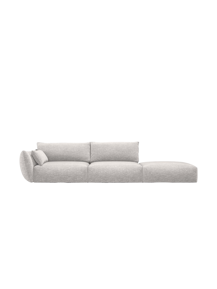 
Canapé design 4 places "Clau" avec ottomane - Chenille Gris clair / Ottomane à droite