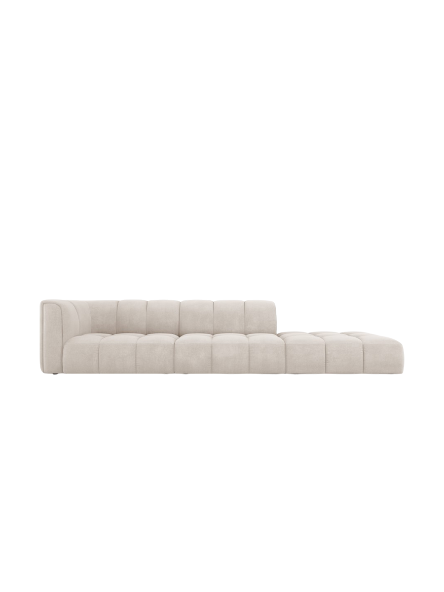 
4-Sitzer Design Sofa "Adams" mit Ottomane - Chenille Beige / rechts