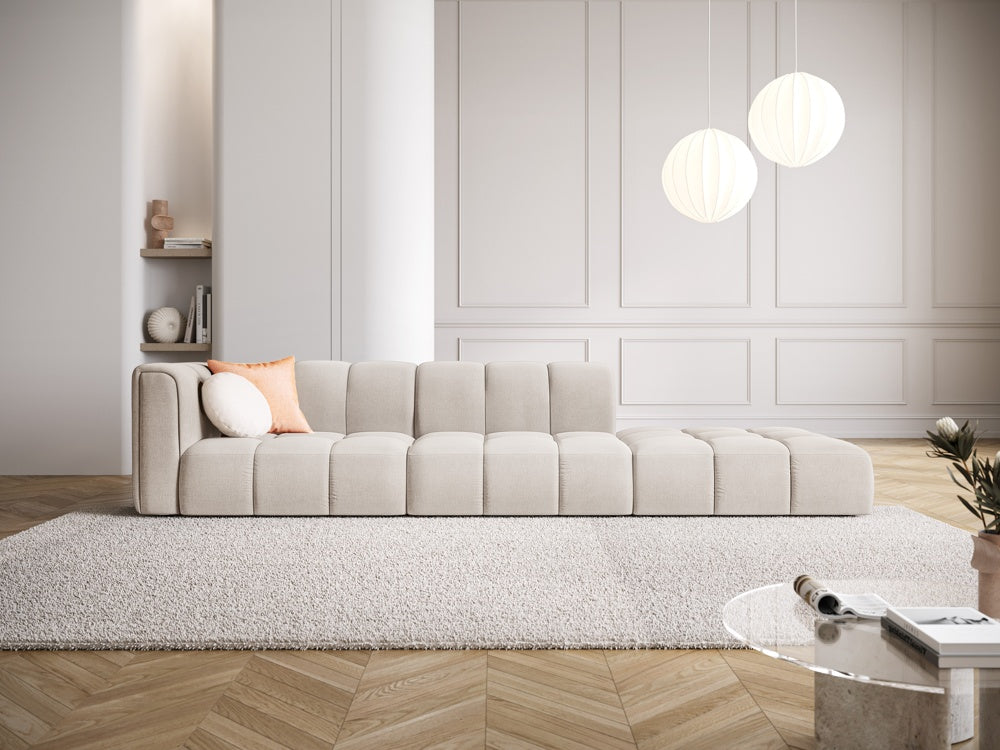 
4-Sitzer Design Sofa "Adams" mit Ottomane - Chenille Beige / rechts