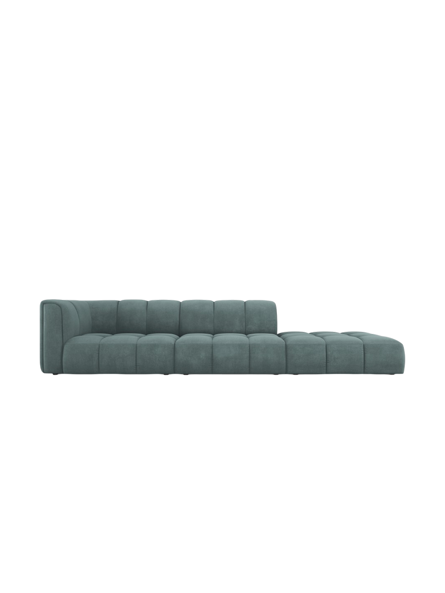 
4-Sitzer Design Sofa "Adams" mit Ottomane - Chenille Petrol / rechts