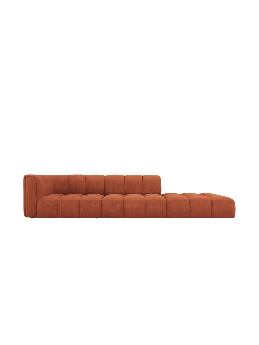 
4-Sitzer Design Sofa "Adams" mit Ottomane - Chenille Terracotta / rechts