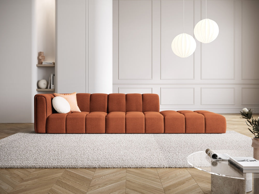 
4-Sitzer Design Sofa "Adams" mit Ottomane - Chenille Terracotta / rechts