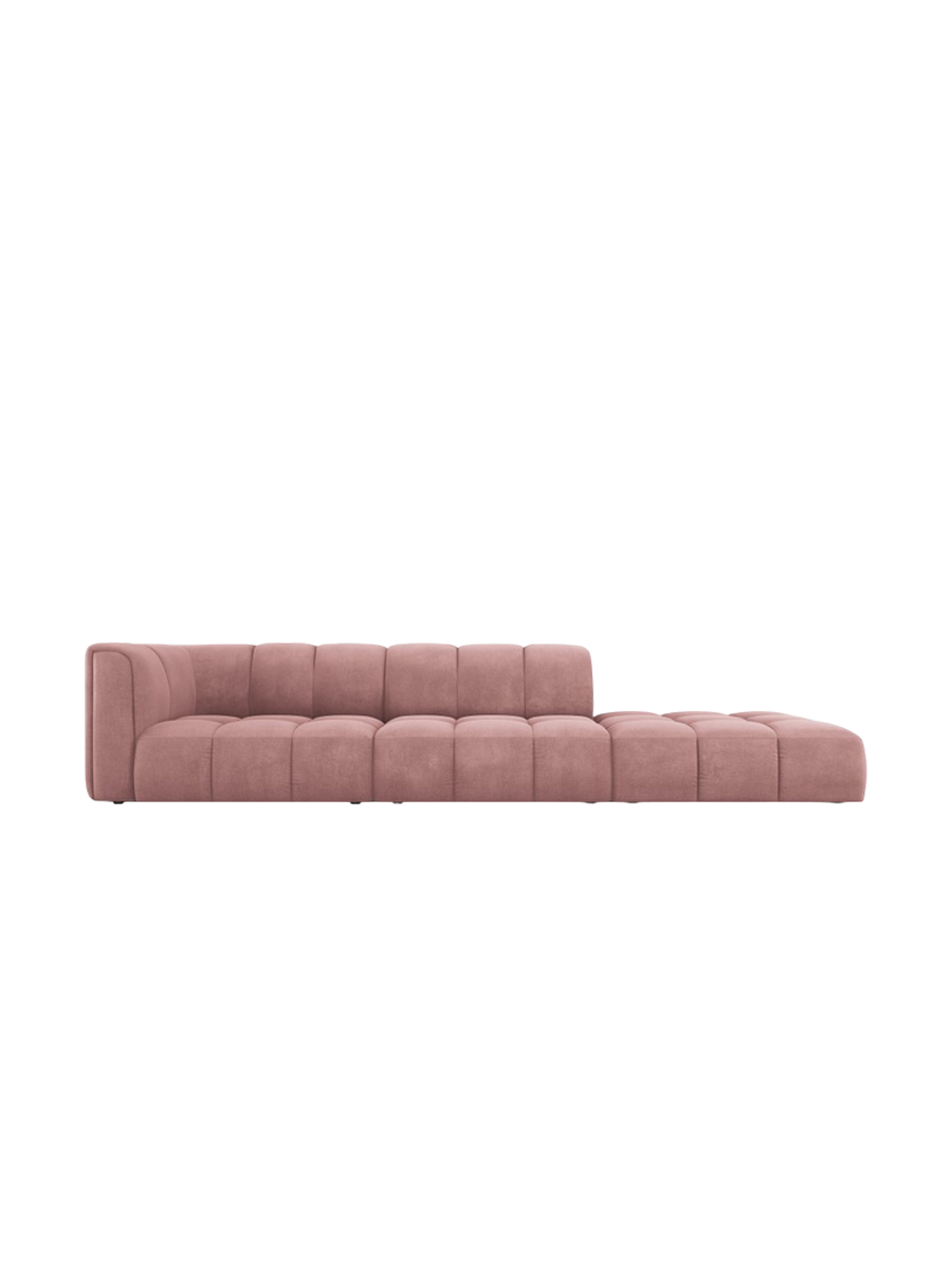 
4-Sitzer Design Sofa "Adams" mit Ottomane - Chenille Rosa / rechts
