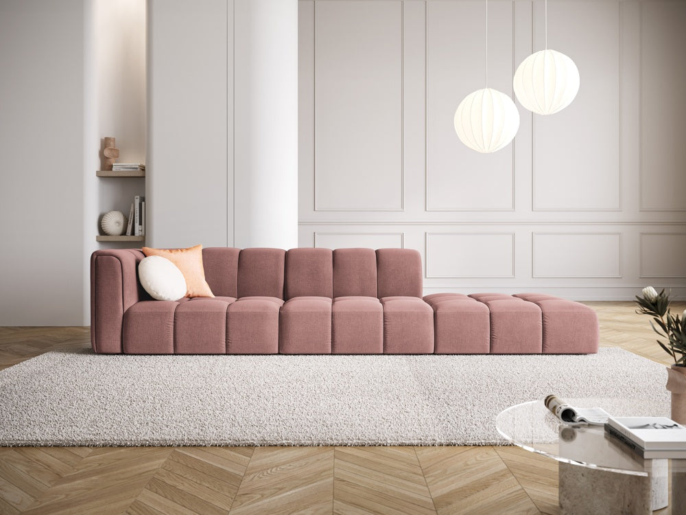 
4-Sitzer Design Sofa "Adams" mit Ottomane - Chenille Rosa / rechts