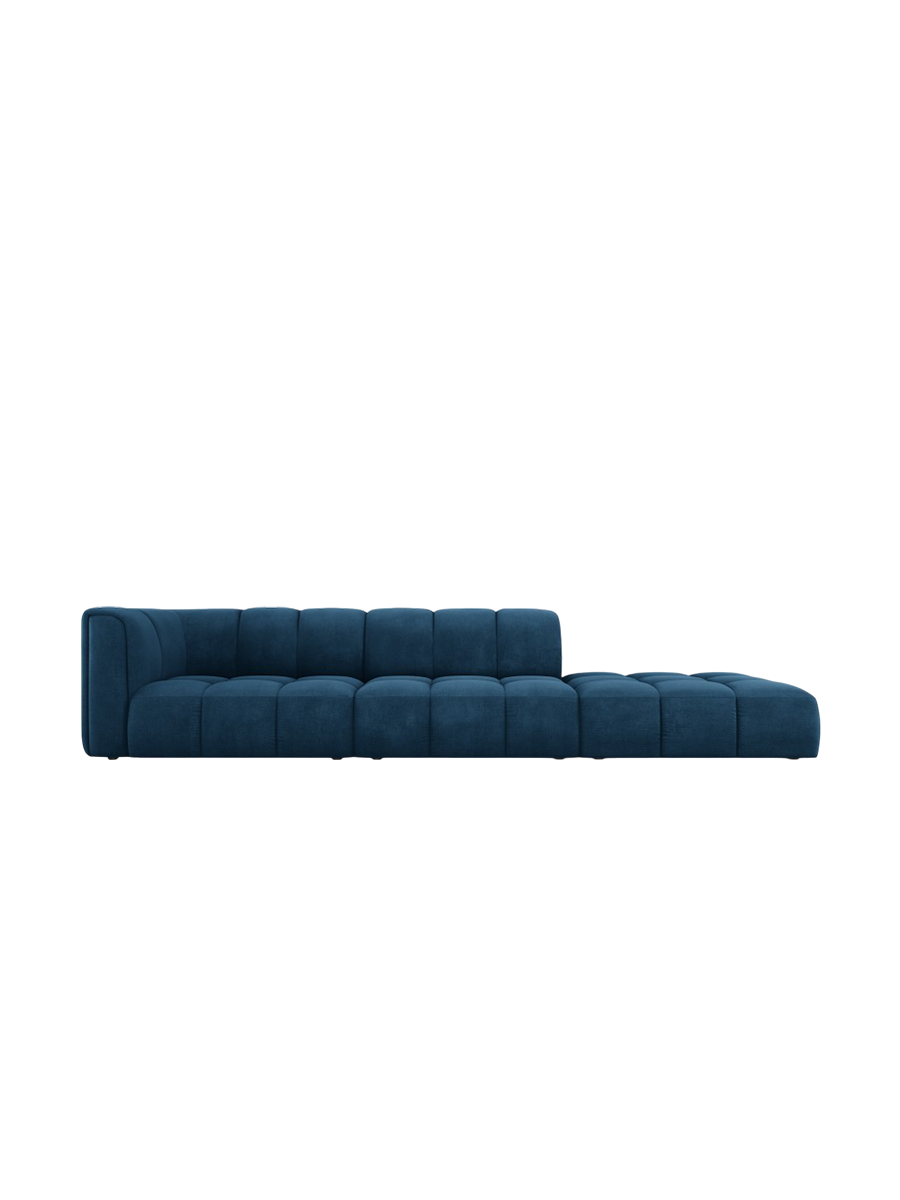 
4-Sitzer Design Sofa "Adams" mit Ottomane - Chenille Königsblau / rechts