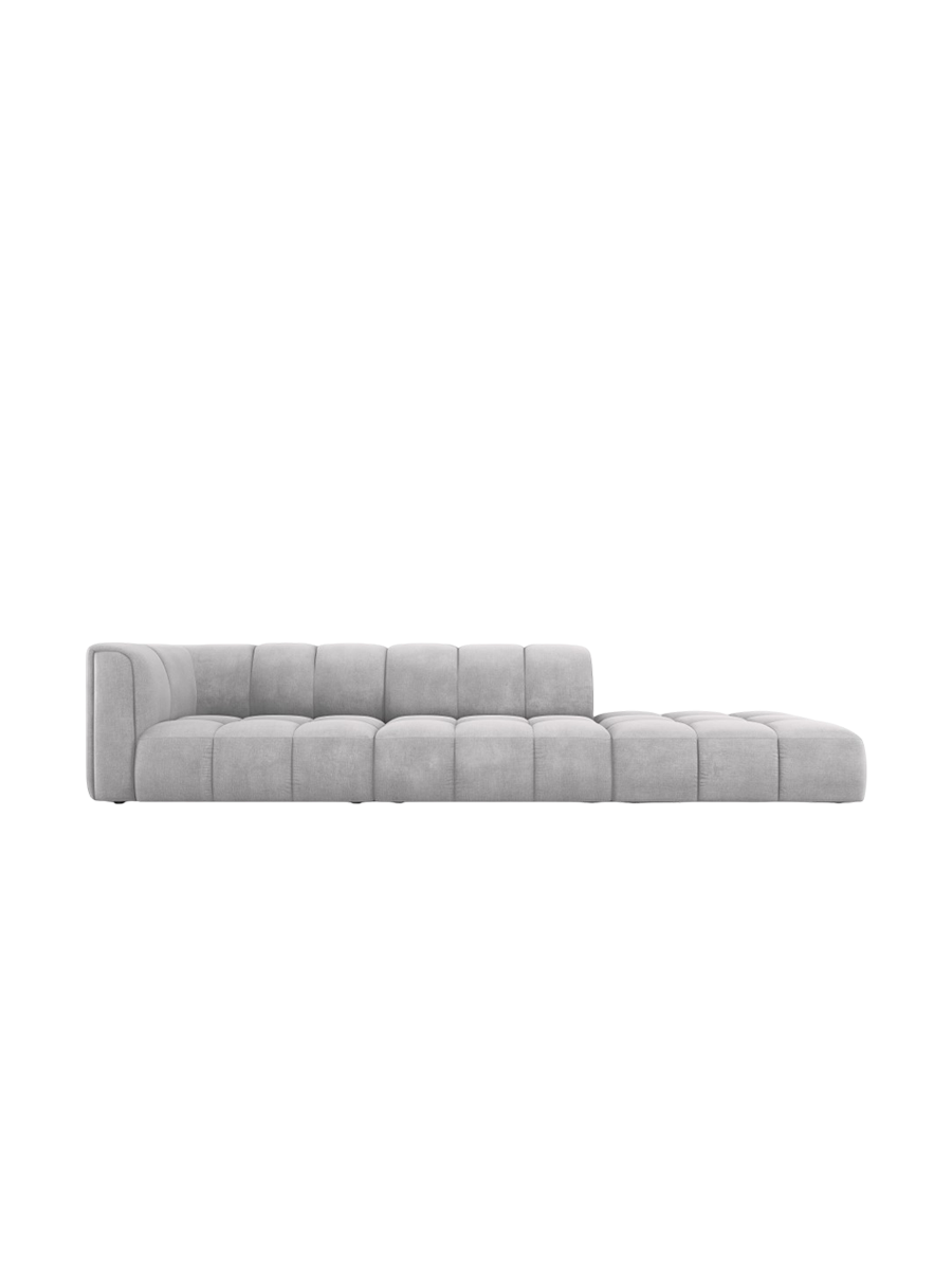 
4-Sitzer Design Sofa "Adams" mit Ottomane - Chenille Hellgrau / rechts