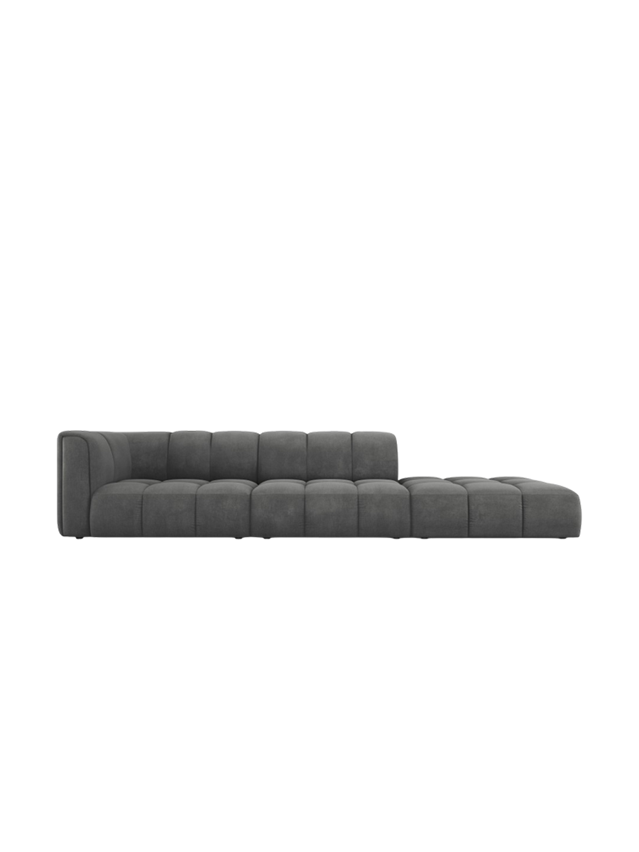 
4-Sitzer Design Sofa "Adams" mit Ottomane - Chenille Dunkelgrau / rechts