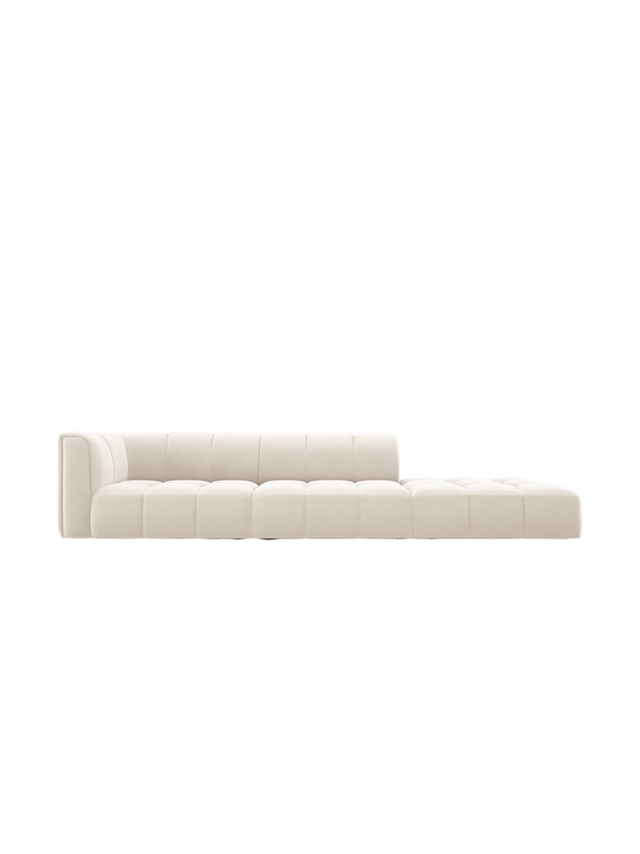 
4-Sitzer Design Sofa "Adams" mit Ottomane - Samt Light Beige / rechts
