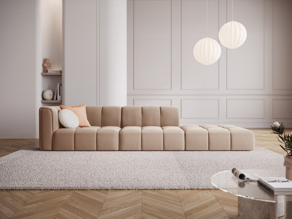 
4-Sitzer Design Sofa "Adams" mit Ottomane - Samt  Beige / rechts
