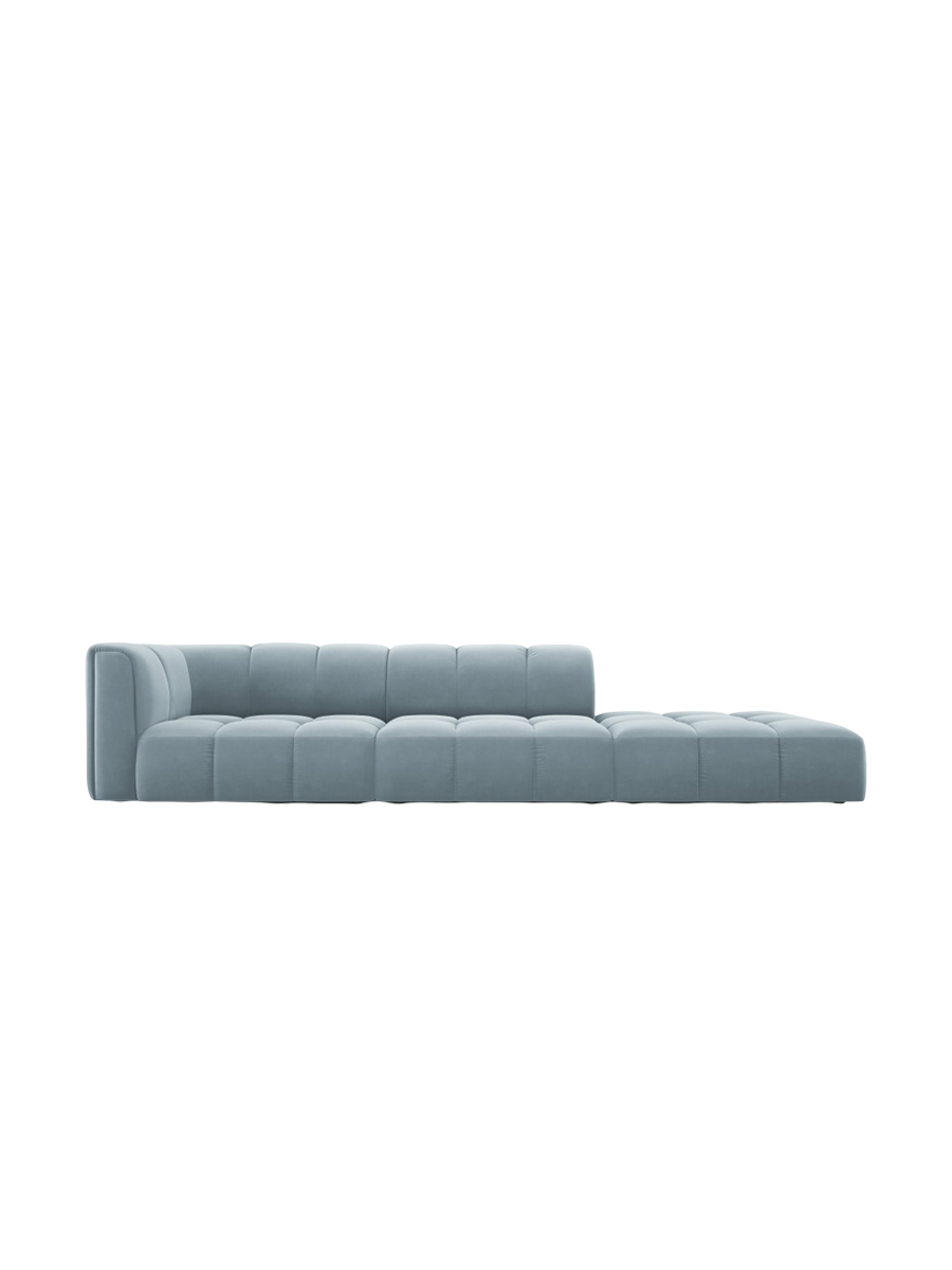 
4-Sitzer Design Sofa "Adams" mit Ottomane - Samt Hellblau / rechts