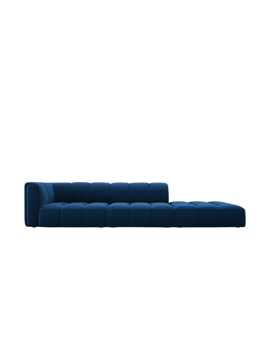 
4-Sitzer Design Sofa "Adams" mit Ottomane - Samt Königsblau / rechts