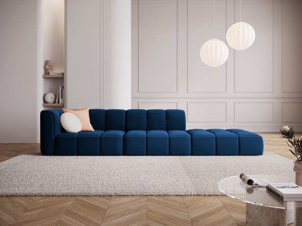 
4-Sitzer Design Sofa "Adams" mit Ottomane - Samt Königsblau / rechts