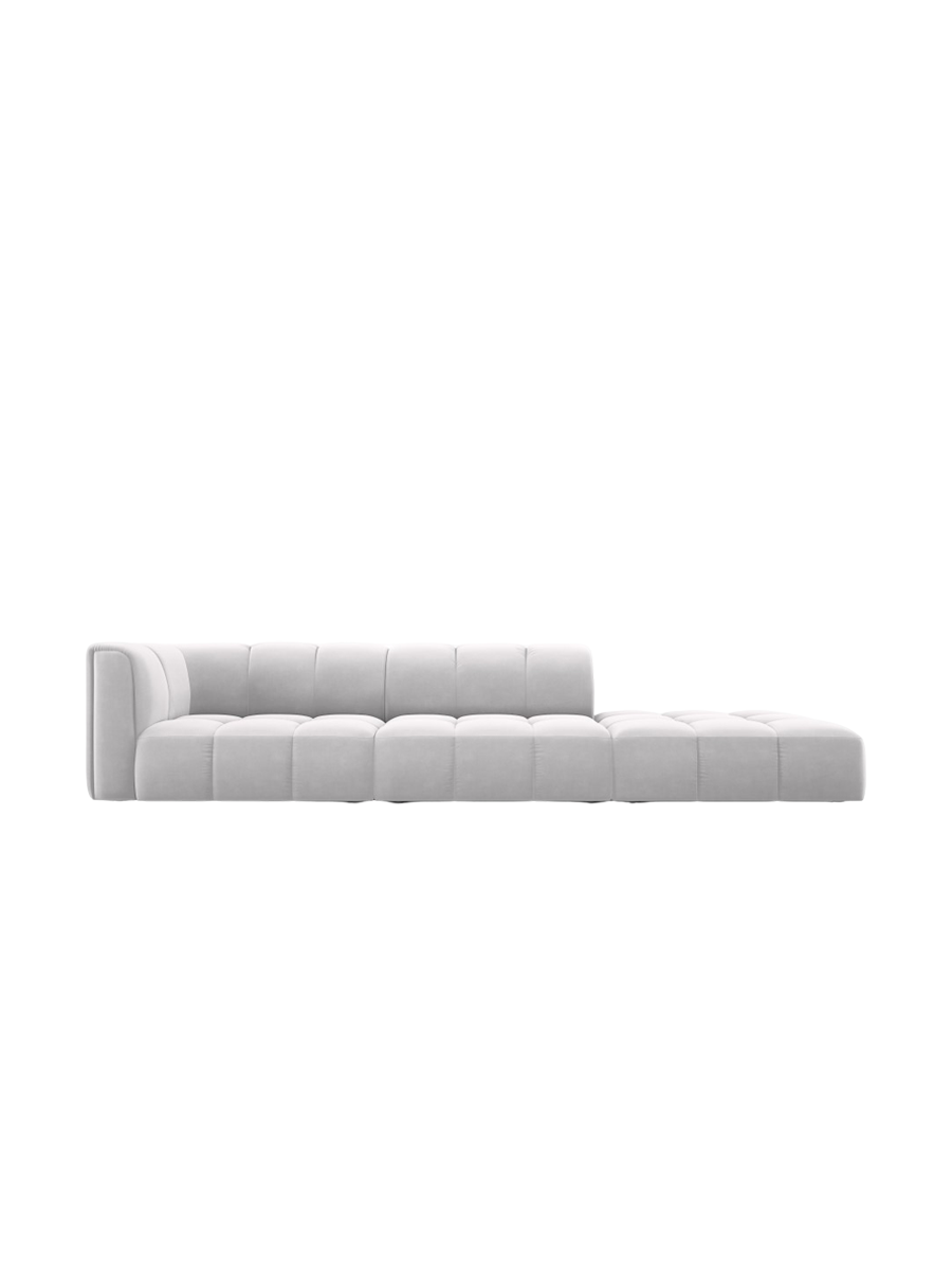 
4-Sitzer Design Sofa "Adams" mit Ottomane - Samt Silver / rechts